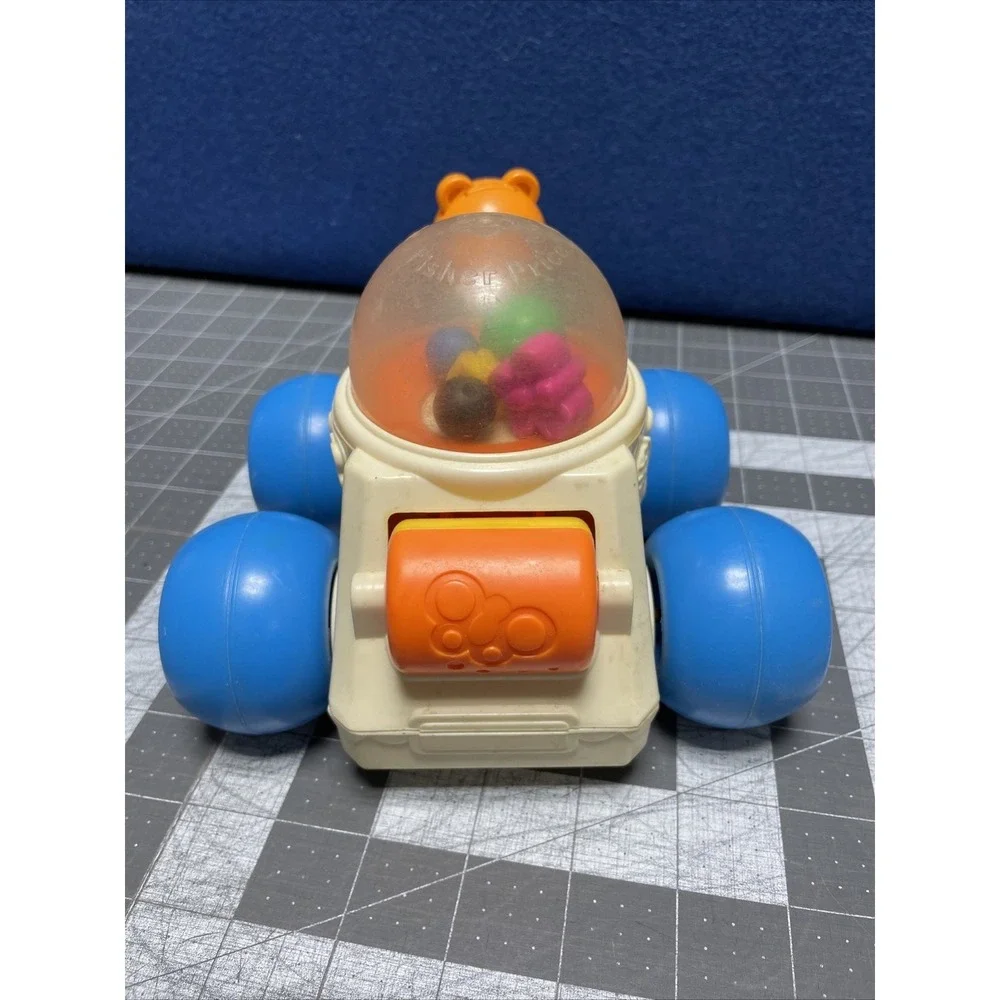 1987 Vintage Fisher Price Jumbo Little People Poppity‎ Pop Push Car w Bear